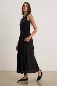 Dresses: Velvet Navy Rib Cotton Dress