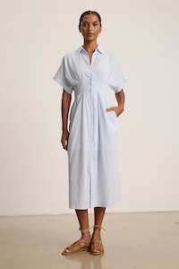 Velvet Blue/White Stripe Dress