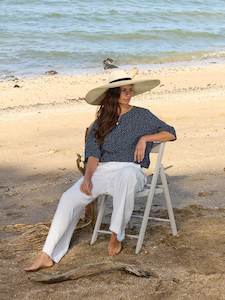 Caroline Sills: Caroline Sills Navy Spotted Rei Top