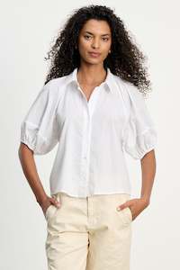 Velvet White Poplin Blouse