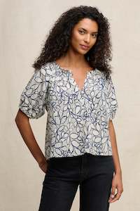 Velvet Printed Cream Voile Top
