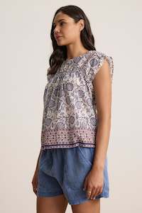 Velvet: Velvet Cream Floral Top