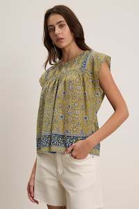 Velvet Cotton Saffron Floral Top