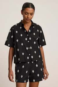 Velvet Black Embroidered Shirt