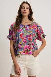 Velvet Floral Cotton Top