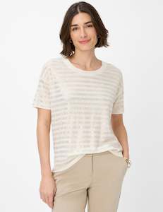 Brax Candice Linen T-Shirt - Almond
