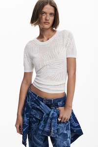 Desigual White Mesh Top