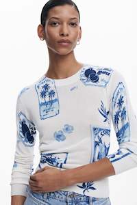 Desigual Blue & White Top