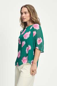 Pom Meadow Flowers Green Top