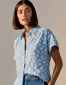 Brax Viv Embroidered Blouse - Blue