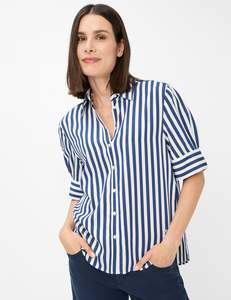 Brax Villy Striped Shirt - Navy/White