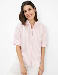 Brax Villy Striped Shirt - Blush/White