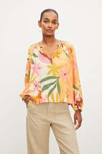 Velvet: Velvet Floral Printed Top