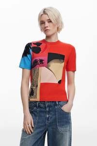 Desigual: Desigual Red T-Shirt with Print