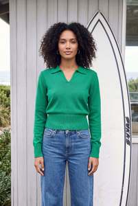 Crush Basil Cashmere Polo Jumper