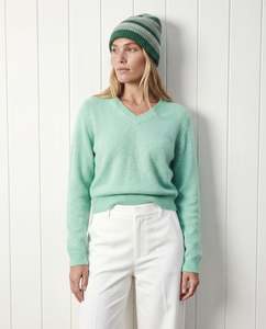 Crush Seagrass Cashmere V Neck Jumper
