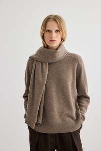 Knitwear: Laing Cocoa Marle Cashmere Scarf