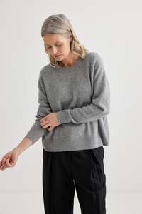 Laing Grey Marle Cashmere Oversized Crew
