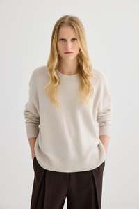 Laing Oyster Cashmere Oversized Crew