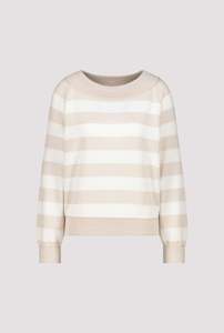 Knitwear: Monari Round Neck Beige/White Jersey