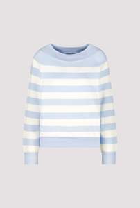 Knitwear: Monari Blue/White Round Neck Jersey