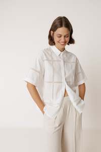 Tops: Indi & Cold Lace Poplin Shirt - White