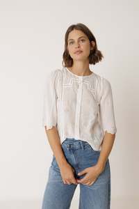 Indi & Cold Boxy Embroidery Shirt - White