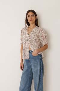 Indi & Cold Micro-Ruffle Shirt - Lychee