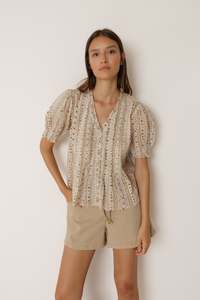 Indi & Cold Micro-Ruffle Shirt - Ecru