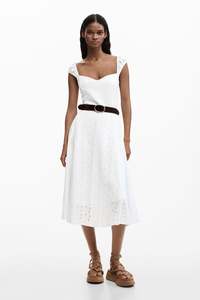 Dresses: Desigual Midi Embroidered Dress