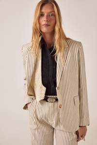 Jackets: Maison Hotel Bobby Cream Stripe Blazer
