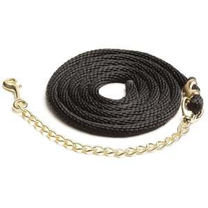 Halters And Lead Ropes: Braided Nylon Lead with Brass Plated Chain