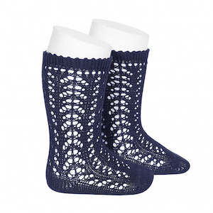 Lace Socks Collection: Navy Long Open Lace Socks