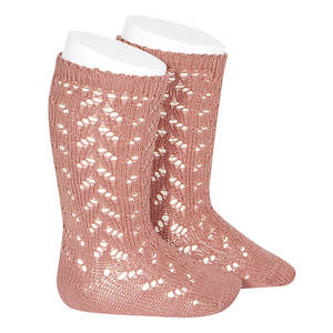 Lace Socks Collection: Warm Crochet Socks Teracotta