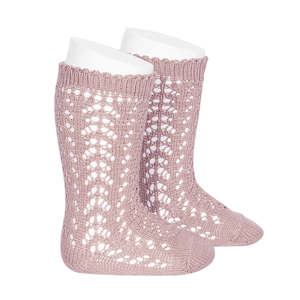 Lace Socks Collection: Old Rose Long Lace Socks