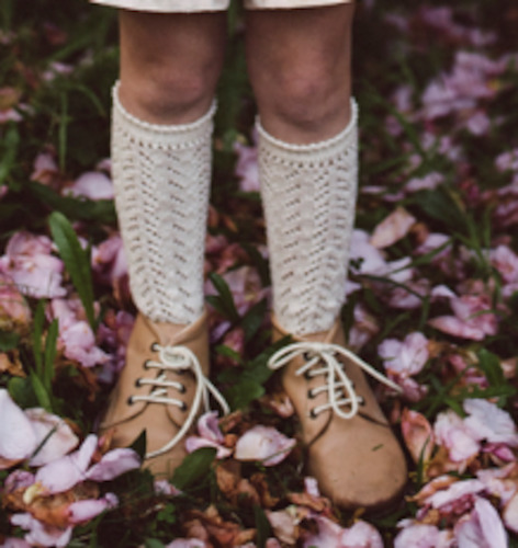 Lace Socks Collection: Cream Long Open Lace Socks