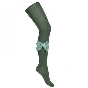 Velvet Bow Socks: Moss Velvet Bow Tights