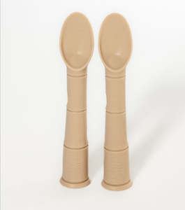 Tableware: Linen Silicone Beginner Baby Spoon 2 Pack
