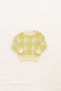 Baby Outerwear: Fin & Vince Harbor Sweater - Grass Plaid