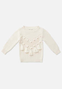 Baby Outerwear: Miann & Co Knitted Tassel Jumper - Frost
