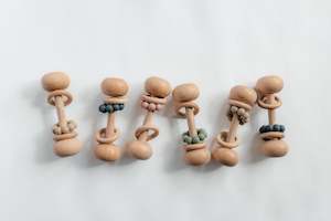 Teething Toys: Beech & Silicone Rattle