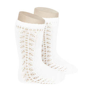 Openwork Side Knee High Socks: Long Side Detail Socks White