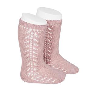 Openwork Side Knee High Socks: Long Side Detail Socks Rose