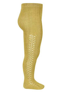 Warm Openwork Tights: Openwork Side Warm Tights Mustard