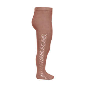 Summer End: Openwork Side Warm Tights Terracota
