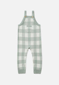 Miann & Co Knitted Overall - Whisper Green Gingham