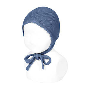 Classical Child Collection: Condor French Blue Moss Stitch Cotton Bonnet