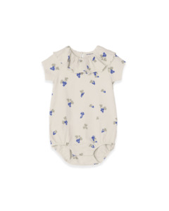Garbo & Friends Structured Jersey Collar Romper | Grapes Ecru