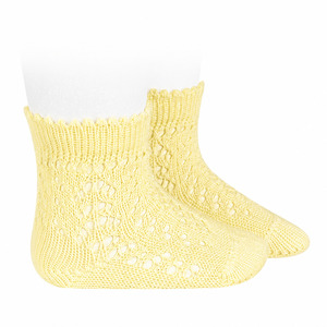 Lace Socks Collection: Condor Openwork Short Socks Butter