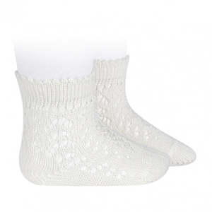 Lace Socks Collection: Condor Openwork Short Socks Cream